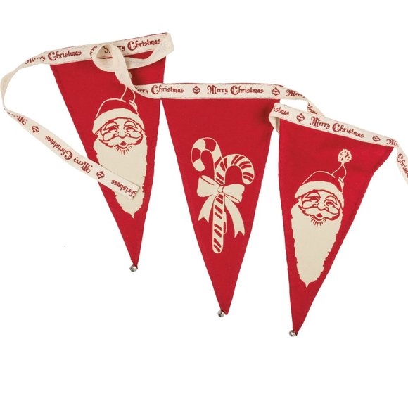 Santa and Candy Cane Pennant Garland - Primitives by Kathy - Picture 1 of 2